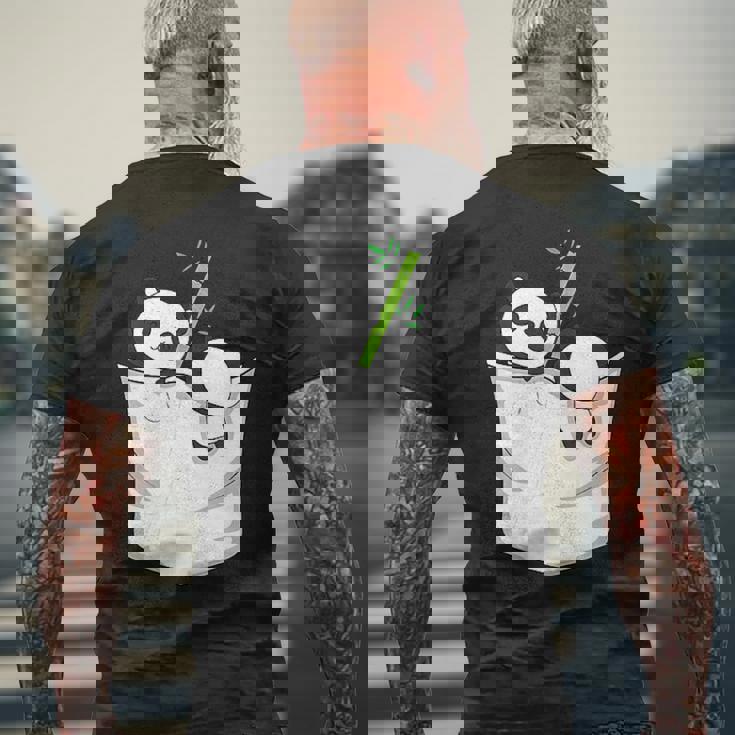 胸ポケットパンダ パンダ クマ メンズTシャツ バックプリント 高齢者への贈り物