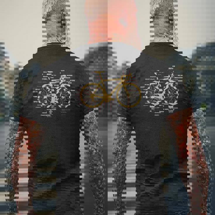 自転車 サイクリング 解剖学 ロードバイク パーツ バイク サイクリング サイクリング メンズTシャツ バックプリント 高齢者への贈り物