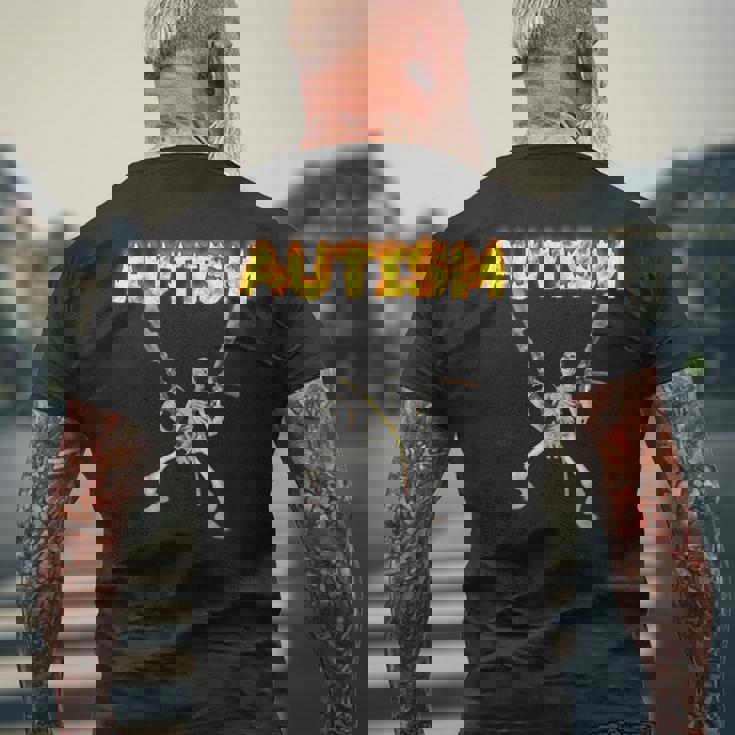 自閉症スケルトンミーム メンズTシャツ バックプリント 高齢者への贈り物