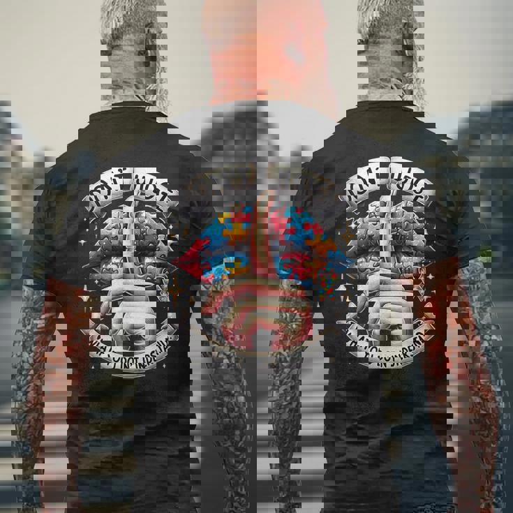 自閉症啓発唇を理解していないことを判断しないでください メンズTシャツ バックプリント 高齢者への贈り物