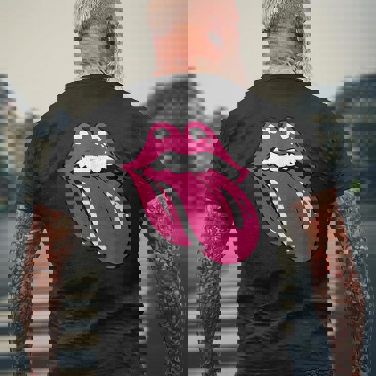 舌を広げた唇 メンズTシャツ バックプリント 高齢者への贈り物