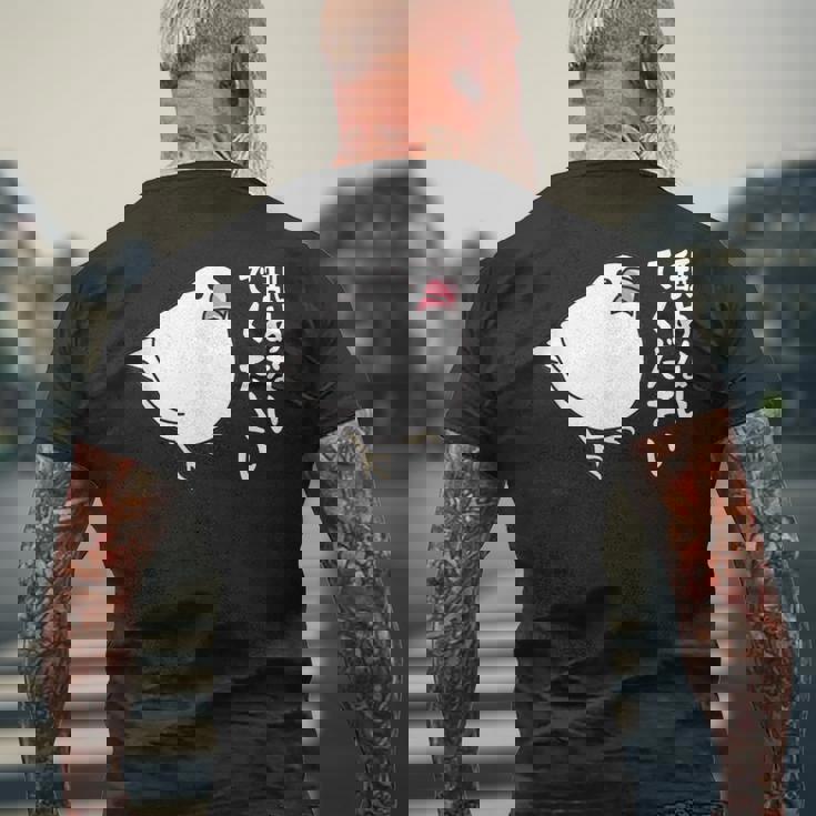 舐めないでください 可愛い文鳥イラスト 文鳥 ペット好き 桜文鳥 シナモン文鳥 クリーム文鳥 おもしろ 白文鳥 メンズTシャツ バックプリント 高齢者への贈り物