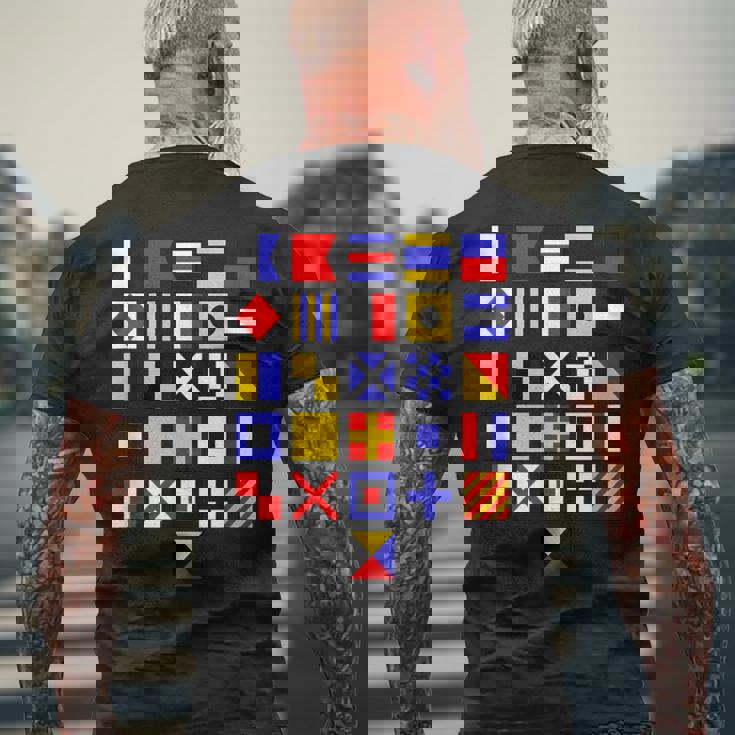 航海旗 アルファベット 国際海上信号旗 メンズTシャツ バックプリント 高齢者への贈り物