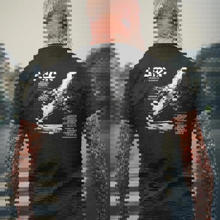 航空機 エアバスa320ジェット メンズTシャツ バックプリント 高齢者への贈り物