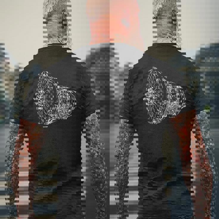 航空機 ジェットエンジン 飛行機 メンズTシャツ バックプリント 高齢者への贈り物