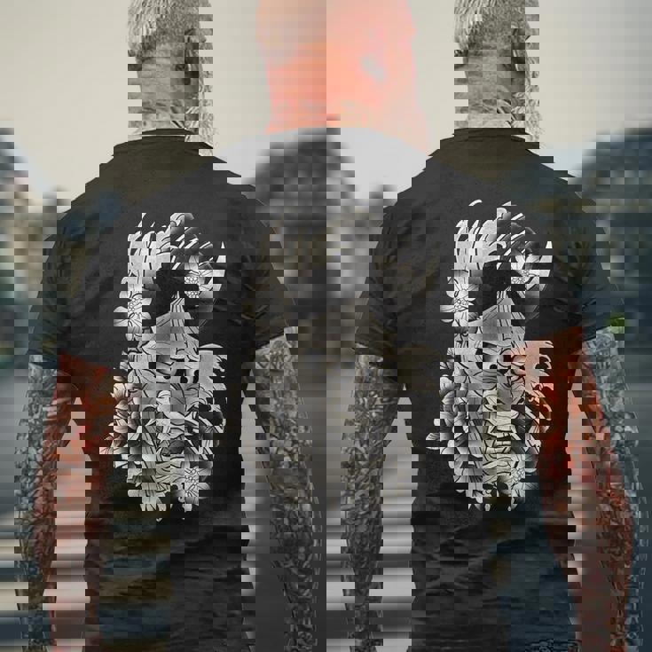 般若マスク 日本語 タトゥー フラッシュ メンズTシャツ バックプリント 高齢者への贈り物