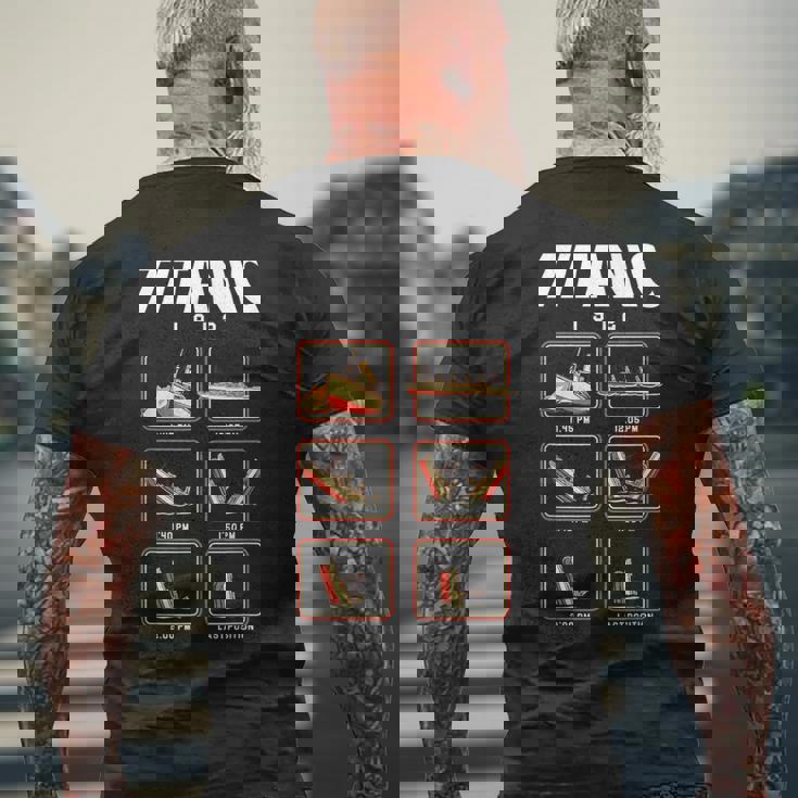 船1912クルーズのタイタニック号沈没段階 メンズTシャツ バックプリント 高齢者への贈り物