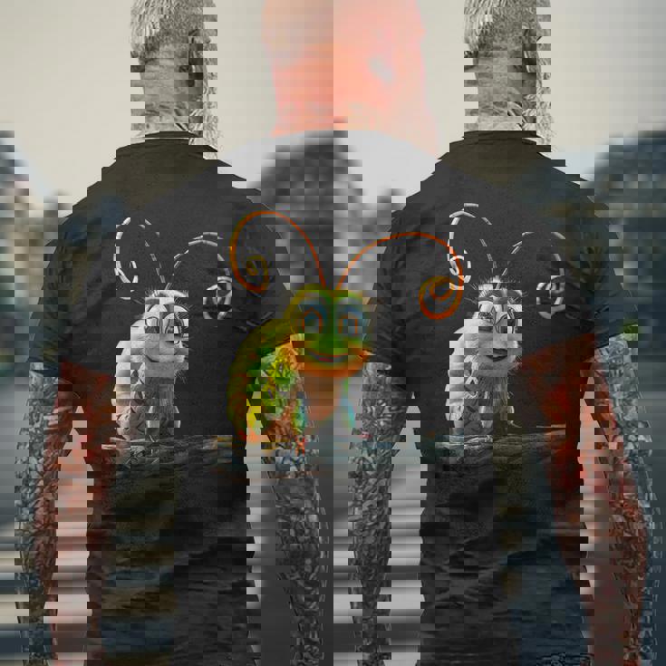 芋虫 面白い芋虫甘い緑の芋虫 メンズTシャツ バックプリント 高齢者への贈り物