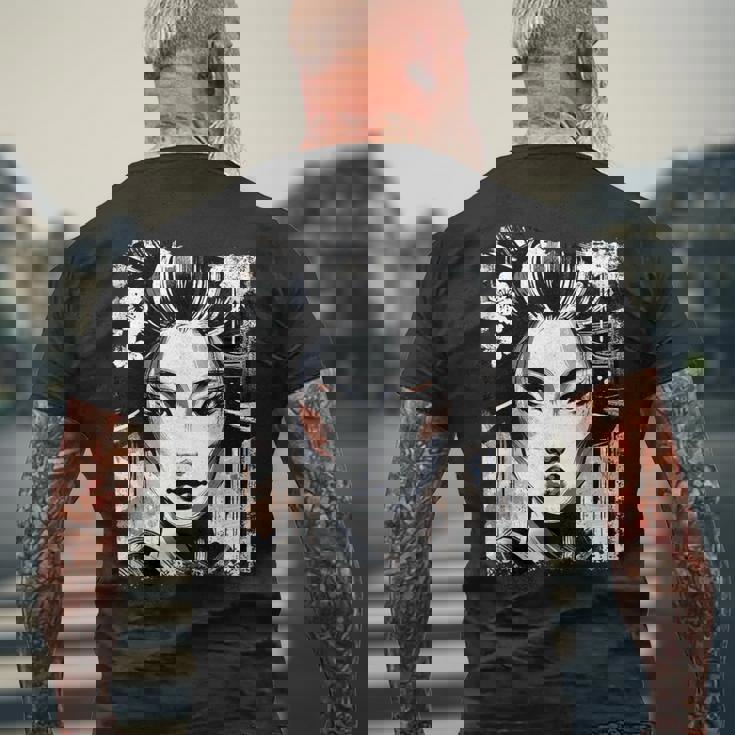 芸者ヴィンテージ メンズTシャツ バックプリント 高齢者への贈り物