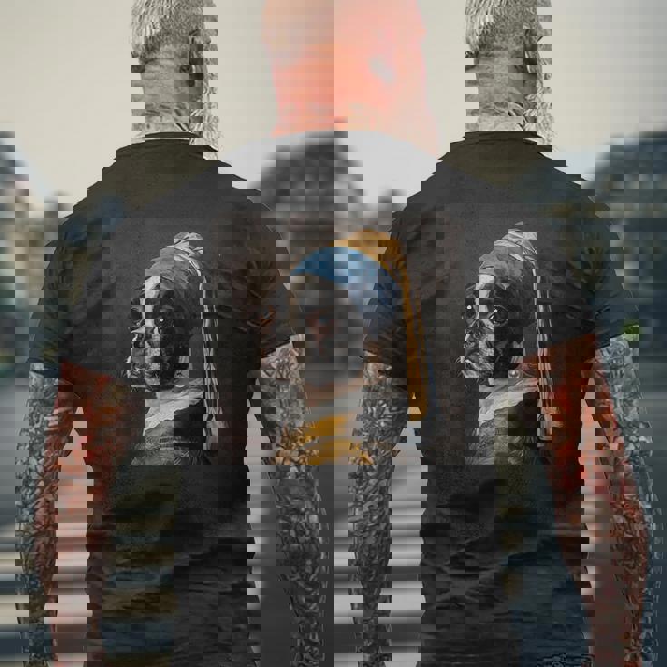 芸術におけるボストンテリア、 メンズTシャツ バックプリント 高齢者への贈り物