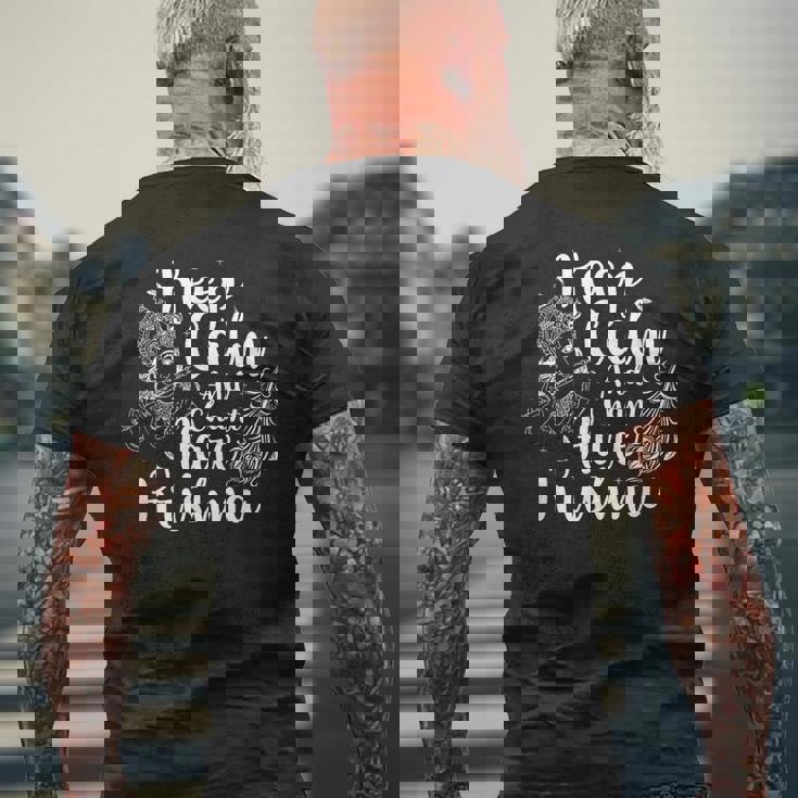 落ち着いてハレクリシュナを唱えろ メンズTシャツ バックプリント 高齢者への贈り物