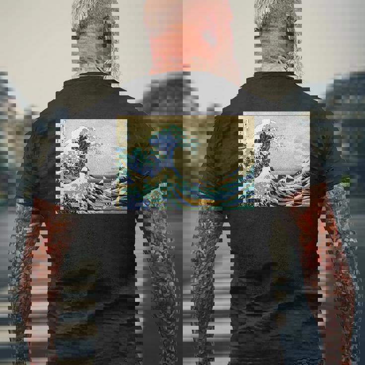 葛飾 北斎 神奈川沖浪裏 有名なヴィンテージアート スタイリッシュ メンズTシャツ バックプリント 高齢者への贈り物