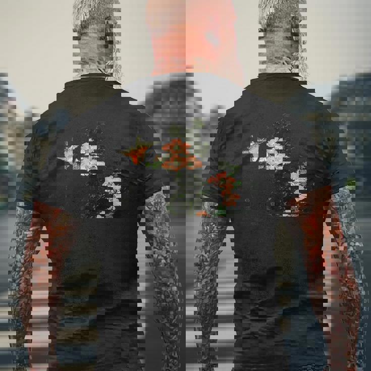 葛飾北斎作「ハイビスカスとスズメ」1830 メンズTシャツ バックプリント 高齢者への贈り物