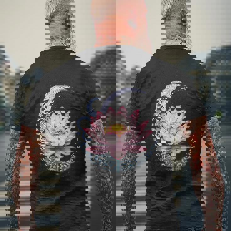 蓮の花 ヨガ 形而上学 メンズTシャツ バックプリント 高齢者への贈り物