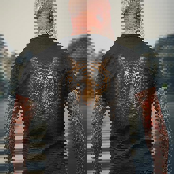 虎のアニマルプリントアート動物愛好家トラ。 メンズTシャツ バックプリント 高齢者への贈り物
