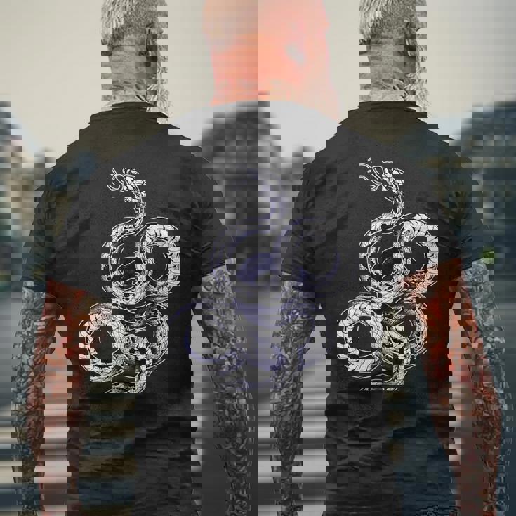 蛇蛇スリザリングブラックワーク メンズTシャツ バックプリント 高齢者への贈り物