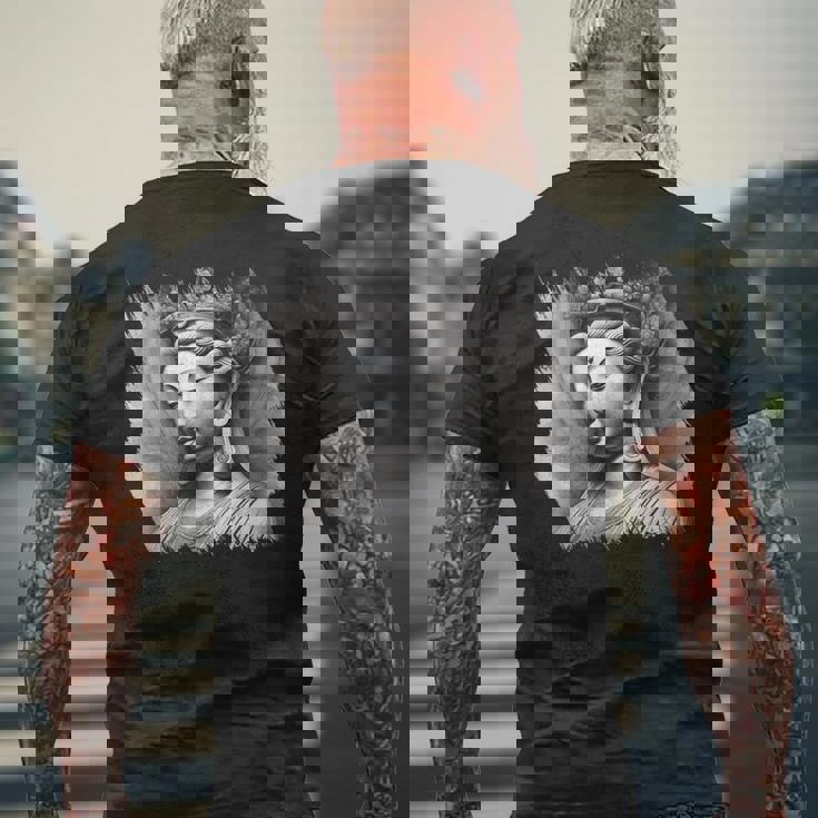 観音菩薩 仏教 仏教 メンズTシャツ バックプリント 高齢者への贈り物