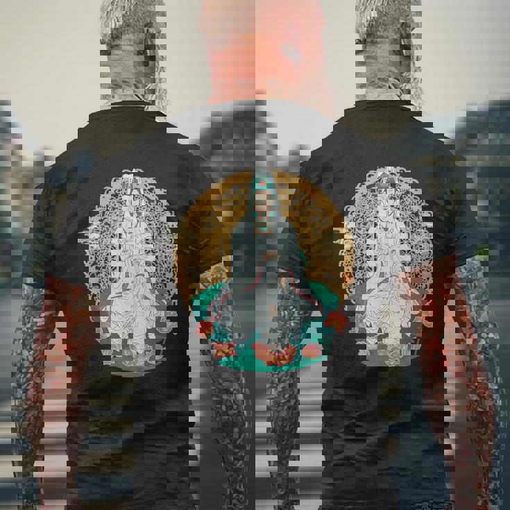 観音菩薩 観音陰仏教 アジアン仏教 メンズTシャツ バックプリント 高齢者への贈り物