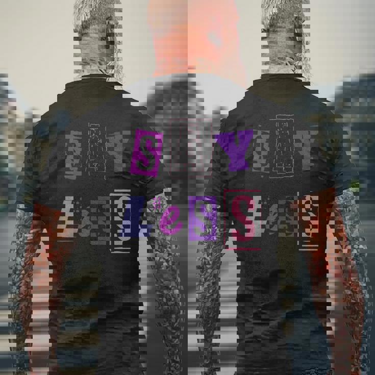 言うことを少なく見積もり-言う量を減らす メンズTシャツ バックプリント 高齢者への贈り物