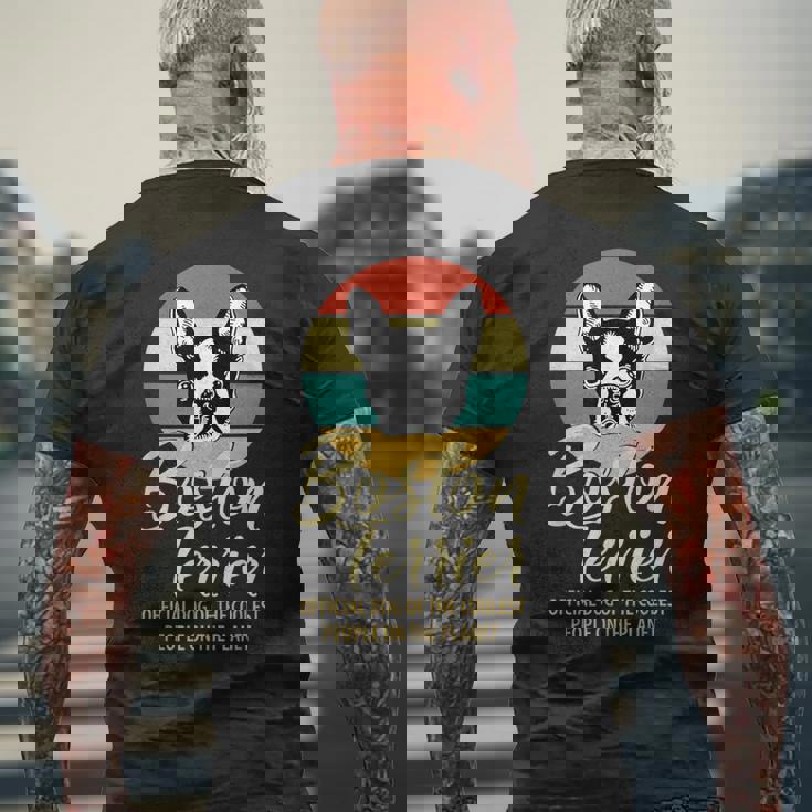 誇り高きボストンテリア オーナーシャツ、ボストンテリア 子犬 メンズTシャツ バックプリント 高齢者への贈り物