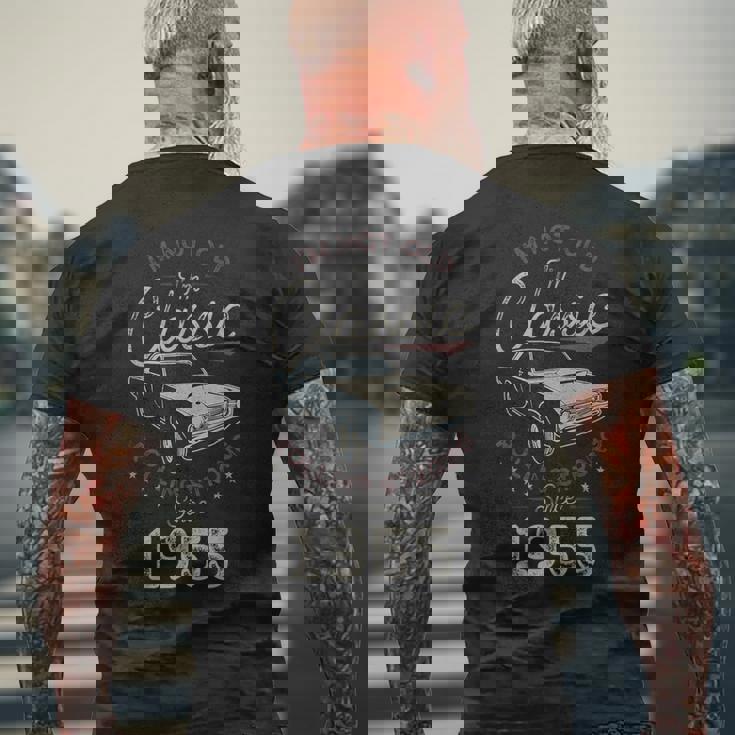誕生日 1955年生まれ 70歳 クラシックカー メンズTシャツ バックプリント 高齢者への贈り物