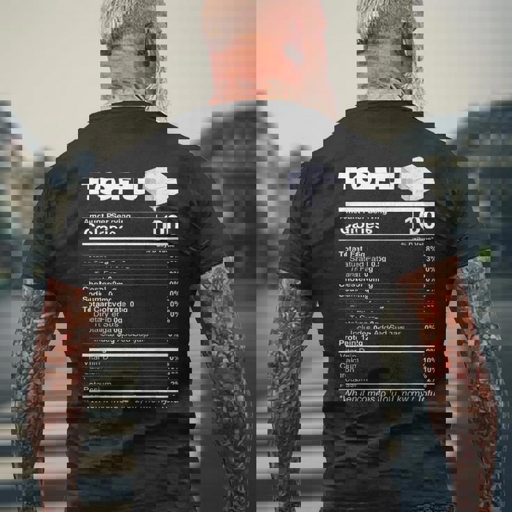 豆腐栄養成分 おもしろ食品 ビーガン ベジタリアンプロテイン メンズTシャツ バックプリント 高齢者への贈り物