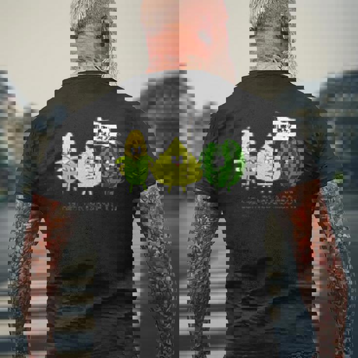 豊作 野菜 畑 農作業 農家 ロマネスコ メンズTシャツ バックプリント 高齢者への贈り物