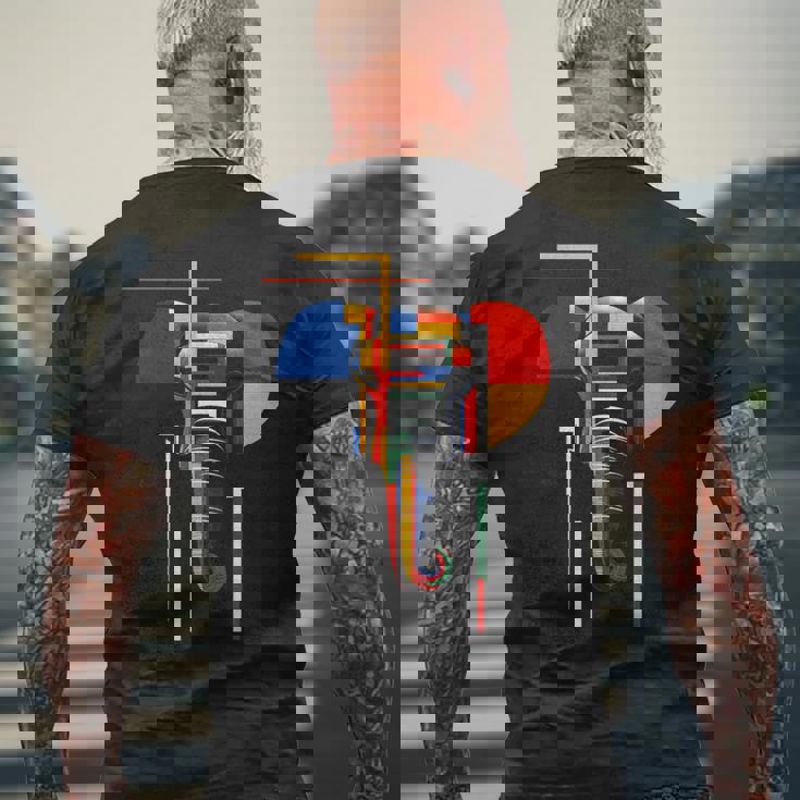 象 抽象 動物 アート 幾何学模様 グラフィック 象 メンズTシャツ バックプリント 高齢者への贈り物