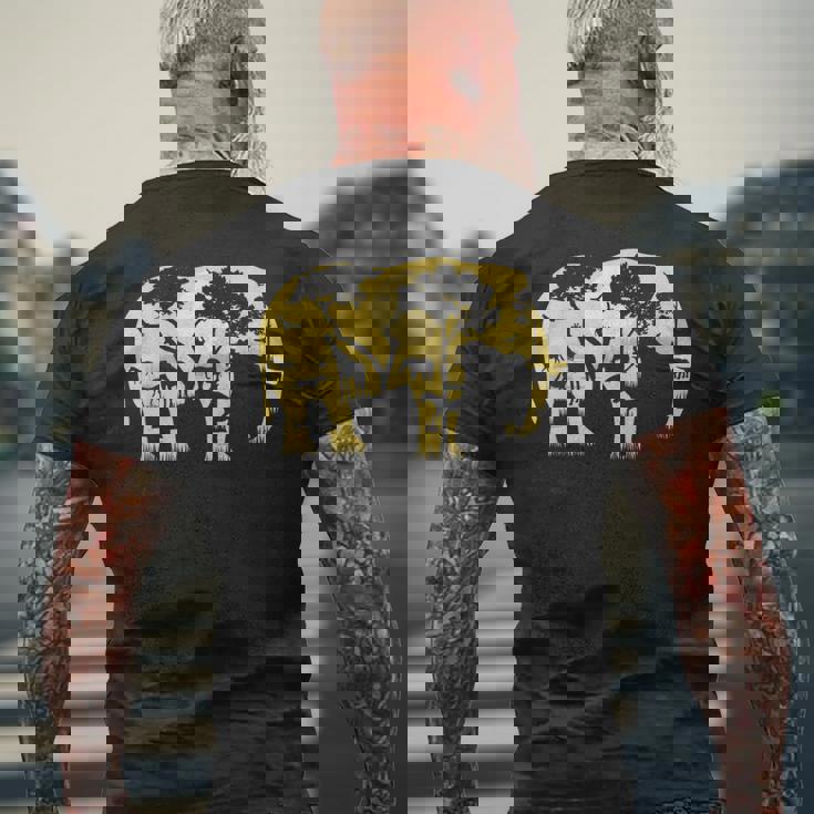 象の贈り物野生生物保護動物園動物動物学アフリカ メンズTシャツ バックプリント 高齢者への贈り物