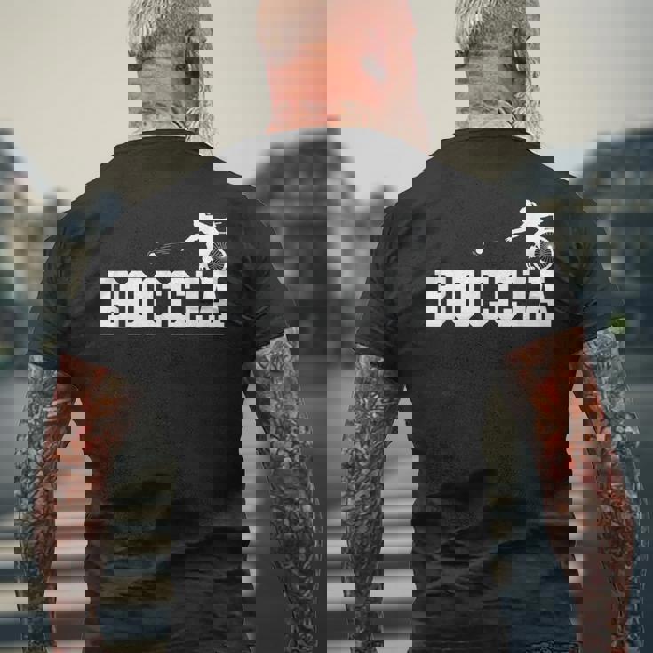 車椅子のボッチャ メンズTシャツ バックプリント 高齢者への贈り物