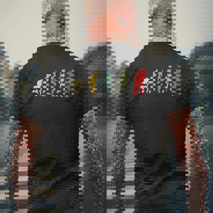 進化チューバ演奏 メンズTシャツ バックプリント 高齢者への贈り物