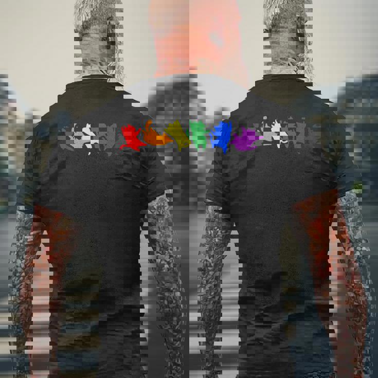 遊び好きなレインボーキャット Lgbtq プライド 楽しい メンズTシャツ バックプリント 高齢者への贈り物