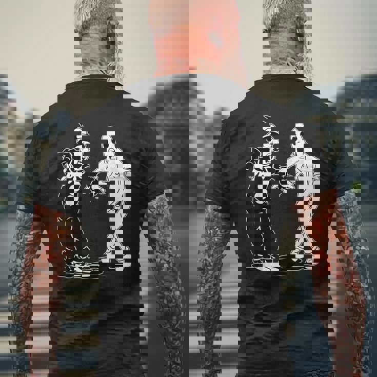 道化師のココと幽霊の踊り メンズTシャツ バックプリント 高齢者への贈り物