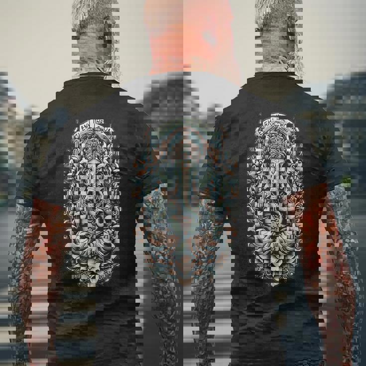 部屋の象 ガネーシャ メンズTシャツ バックプリント 高齢者への贈り物