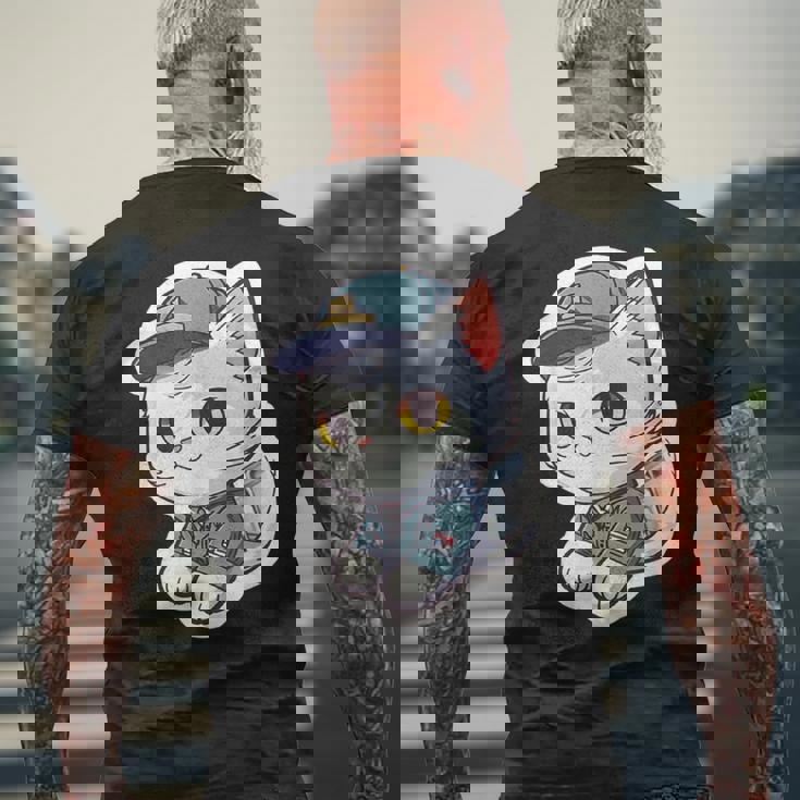 郵便配達員、Dps 配達員の猫を削除 メンズTシャツ バックプリント 高齢者への贈り物