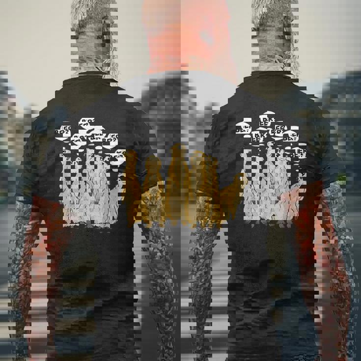 野生動物のミーアキャットアルコールビール メンズTシャツ バックプリント 高齢者への贈り物