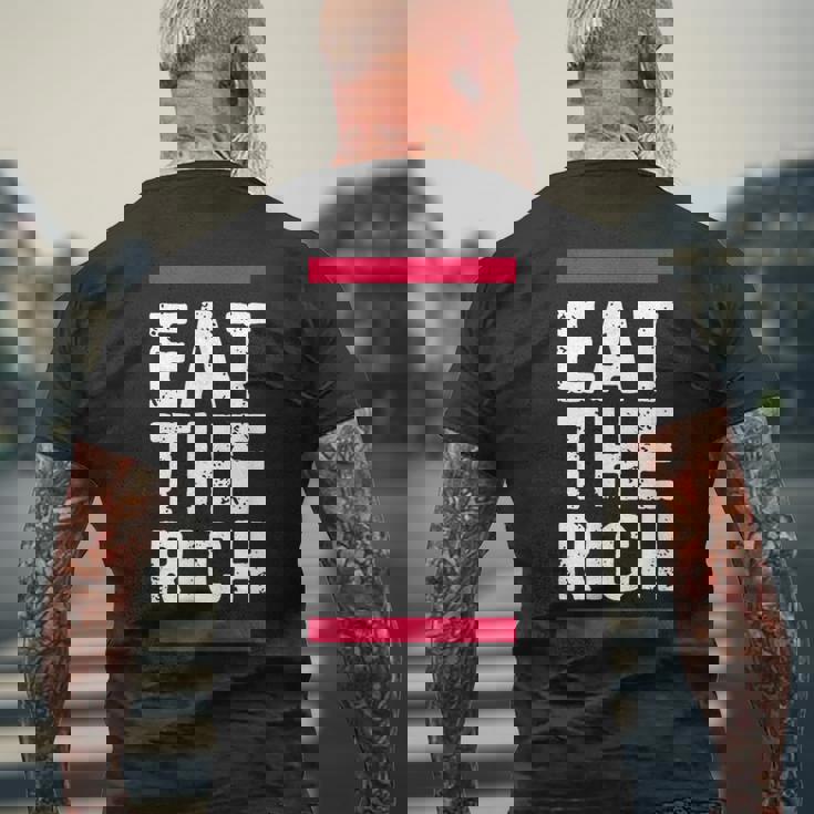 金持ちを食べろ メンズTシャツ バックプリント 高齢者への贈り物