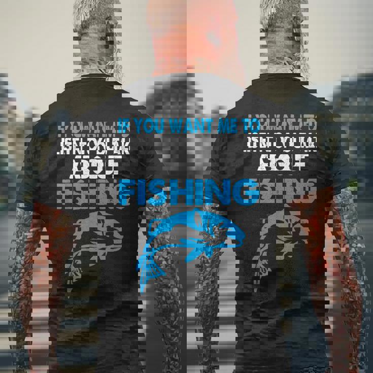 釣りについての話を聞いてほしい場合のグラフィック メンズTシャツ バックプリント 高齢者への贈り物