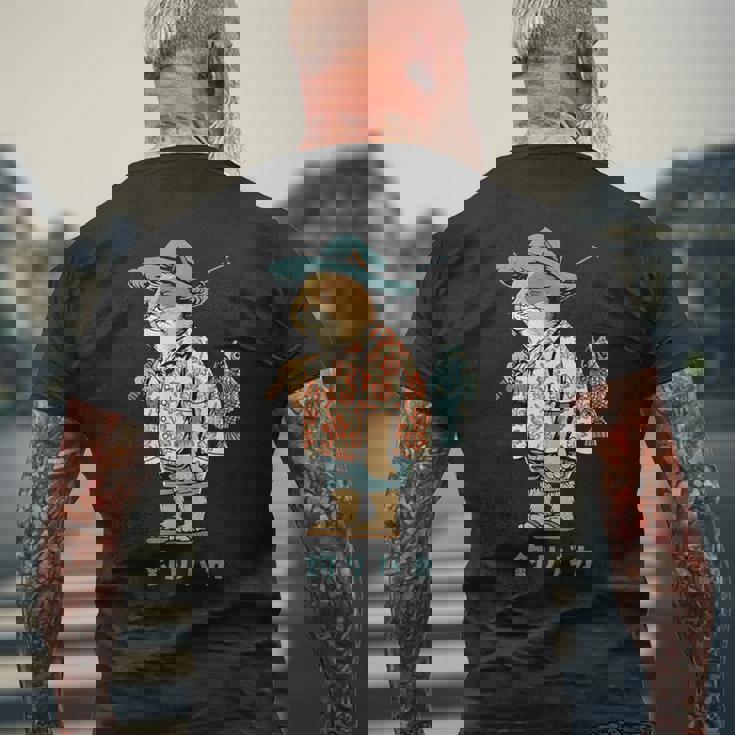 釣りバカ 釣り 猫 釣りおじさん 釣りガール 釣りボーイ 釣り好き かわいい おしゃれ おもしろ イラスト メンズTシャツ バックプリント 高齢者への贈り物