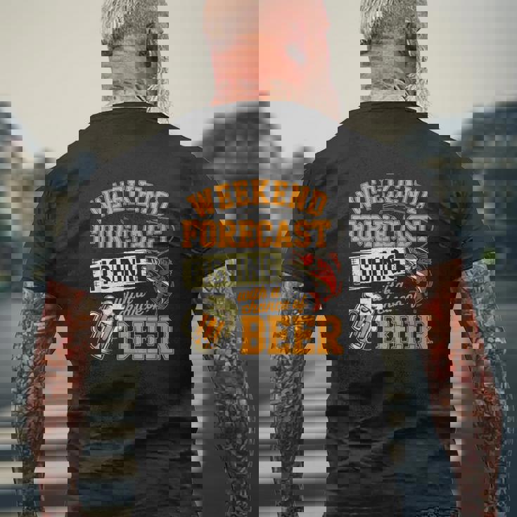 釣り人のための面白い釣りとビールの週末予報 メンズTシャツ バックプリント 高齢者への贈り物