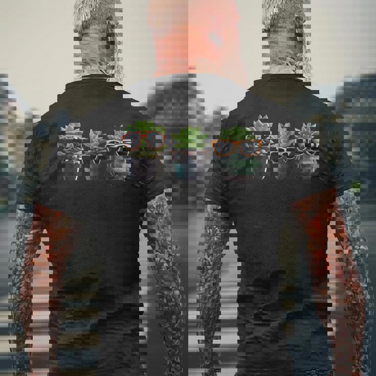 鉢植えのかわいい多肉植物 鉢植え 多肉植物 メンズTシャツ バックプリント 高齢者への贈り物