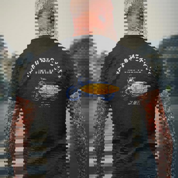 鎌倉 ジャパン おしゃれ クール サーフィン バイク オートバイ サーファー サーフボード メンズTシャツ バックプリント 高齢者への贈り物