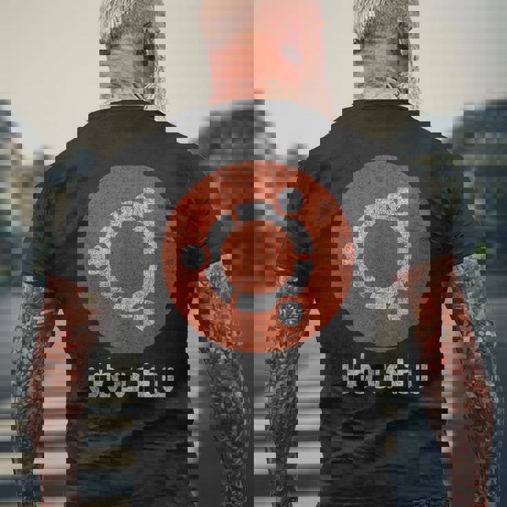 開発者向けubuntu デスクトップ、サーバー、コアソフトウェア メンズTシャツ バックプリント 高齢者への贈り物