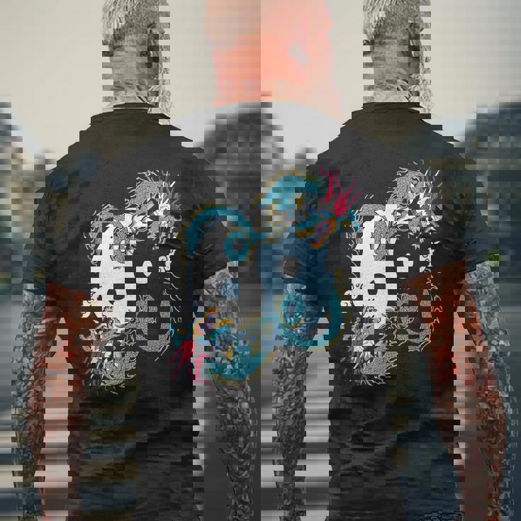 陰陽太極拳ドラゴンデザイン 瞑想用 太極拳 メンズTシャツ バックプリント 高齢者への贈り物