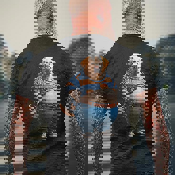 陽気なチャンキーラブラドールレトリバーtシャツ 太った犬愛好家向け メンズTシャツ バックプリント 高齢者への贈り物