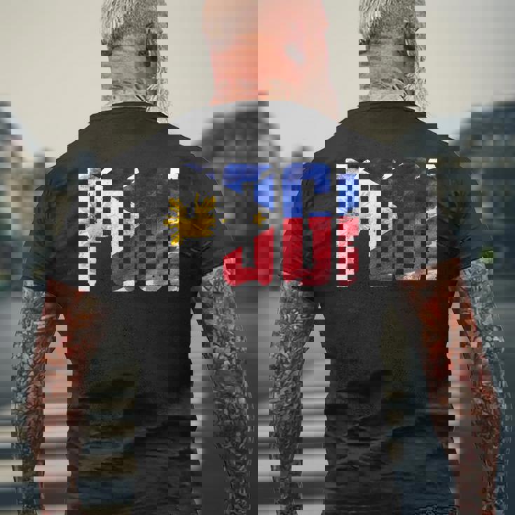 陽気なポギ タガログ語 ピノイ ステートメント フィリピン国旗 メンズTシャツ バックプリント 高齢者への贈り物