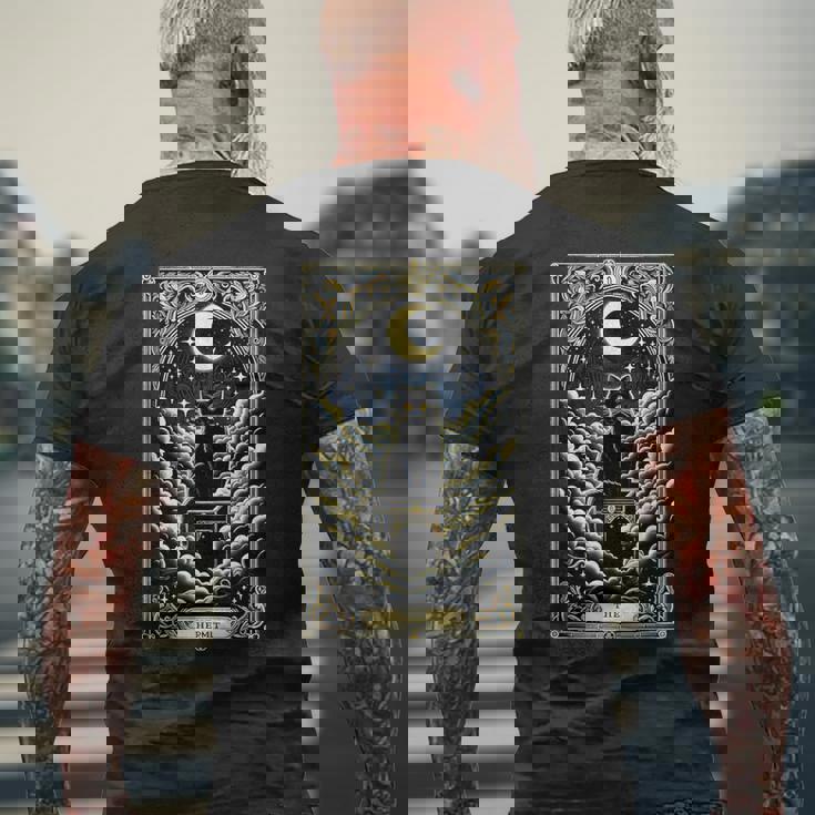 隠者タロットカード 箱に入った猫 神秘的なかわいい猫のタロットカード メンズTシャツ バックプリント 高齢者への贈り物