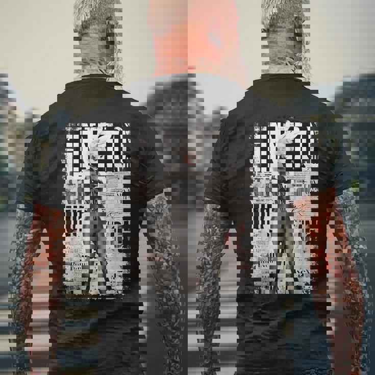 雑誌の表紙ヴィンテージガールバニーコラージュセクシーモデルピンナップ メンズTシャツ バックプリント 高齢者への贈り物