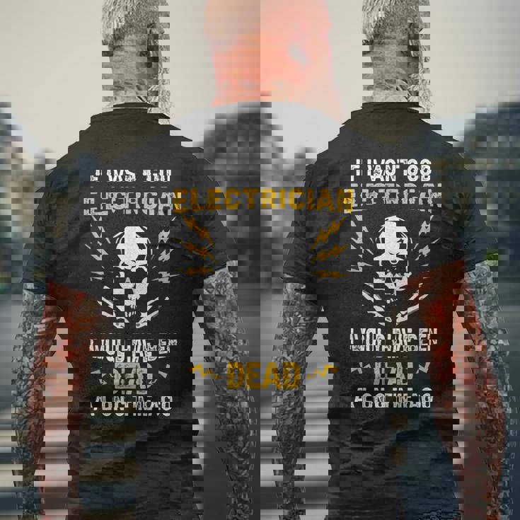 メンズ 電気工事士 電気 おもしろ電気工事士 メンズTシャツ バックプリント 高齢者への贈り物
