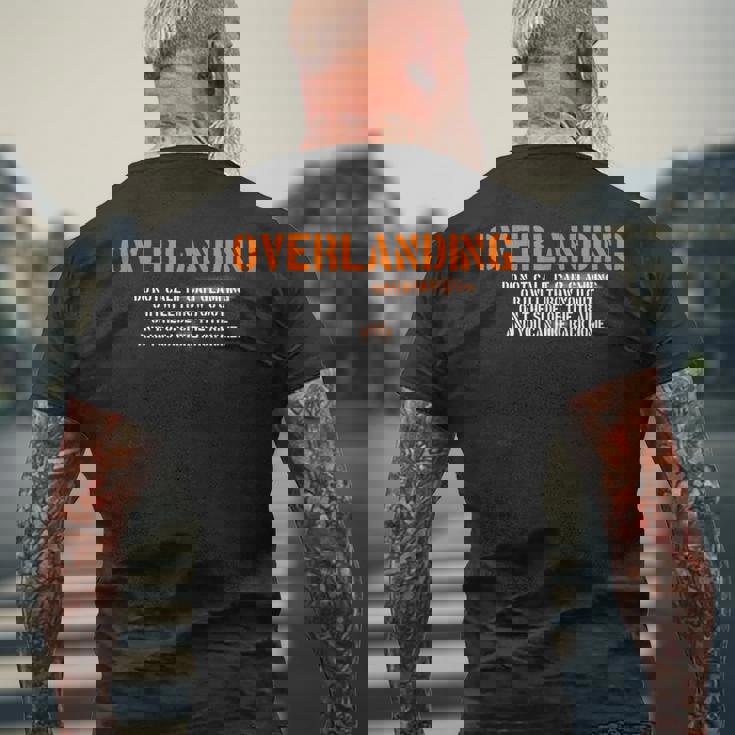 面白い オーバーランディング オフロード キャンプ メンズTシャツ バックプリント 高齢者への贈り物